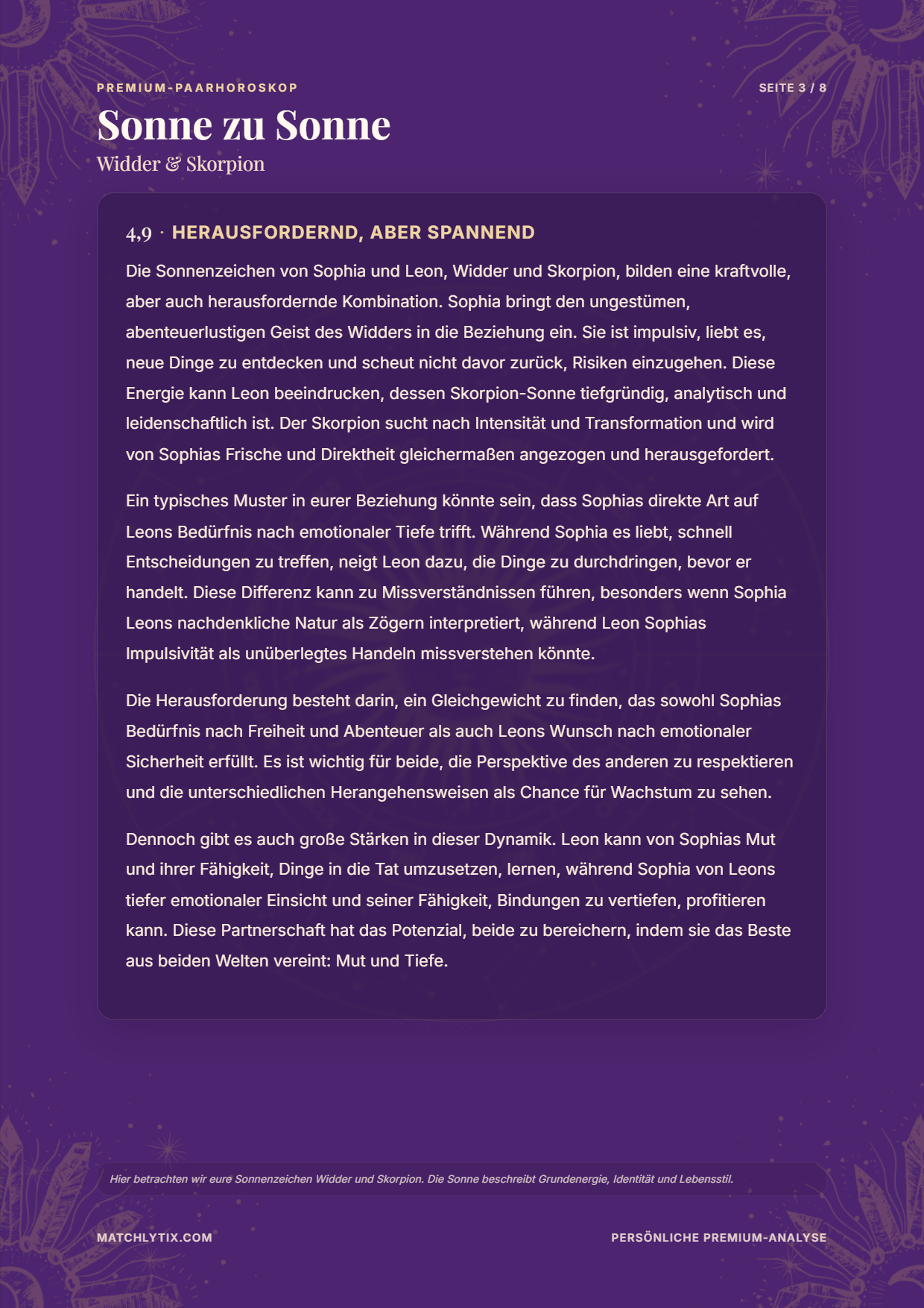 Innenseite des Premium-Paarhoroskop-PDF