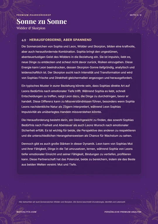 Beispielseite aus der Paaranalyse